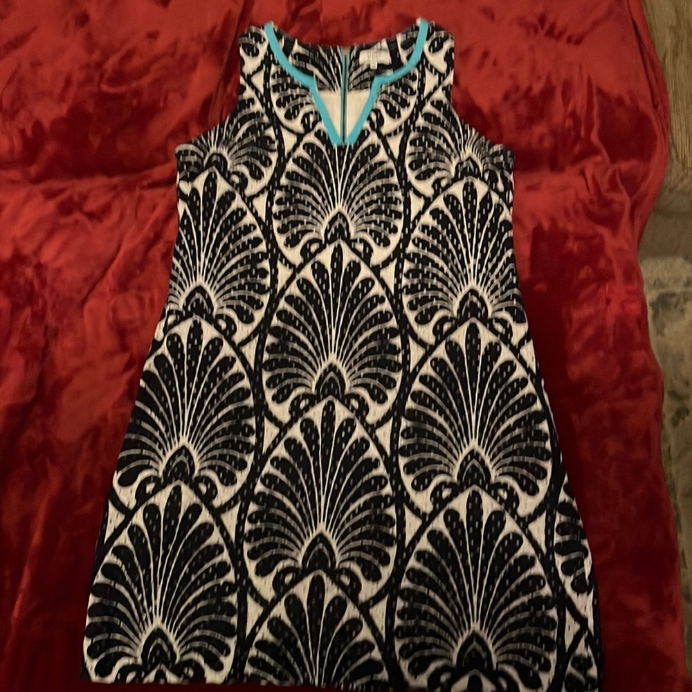 Crown & Ivy Blue, Blackand White Eyelet Cotton Tunic Dress Size 8